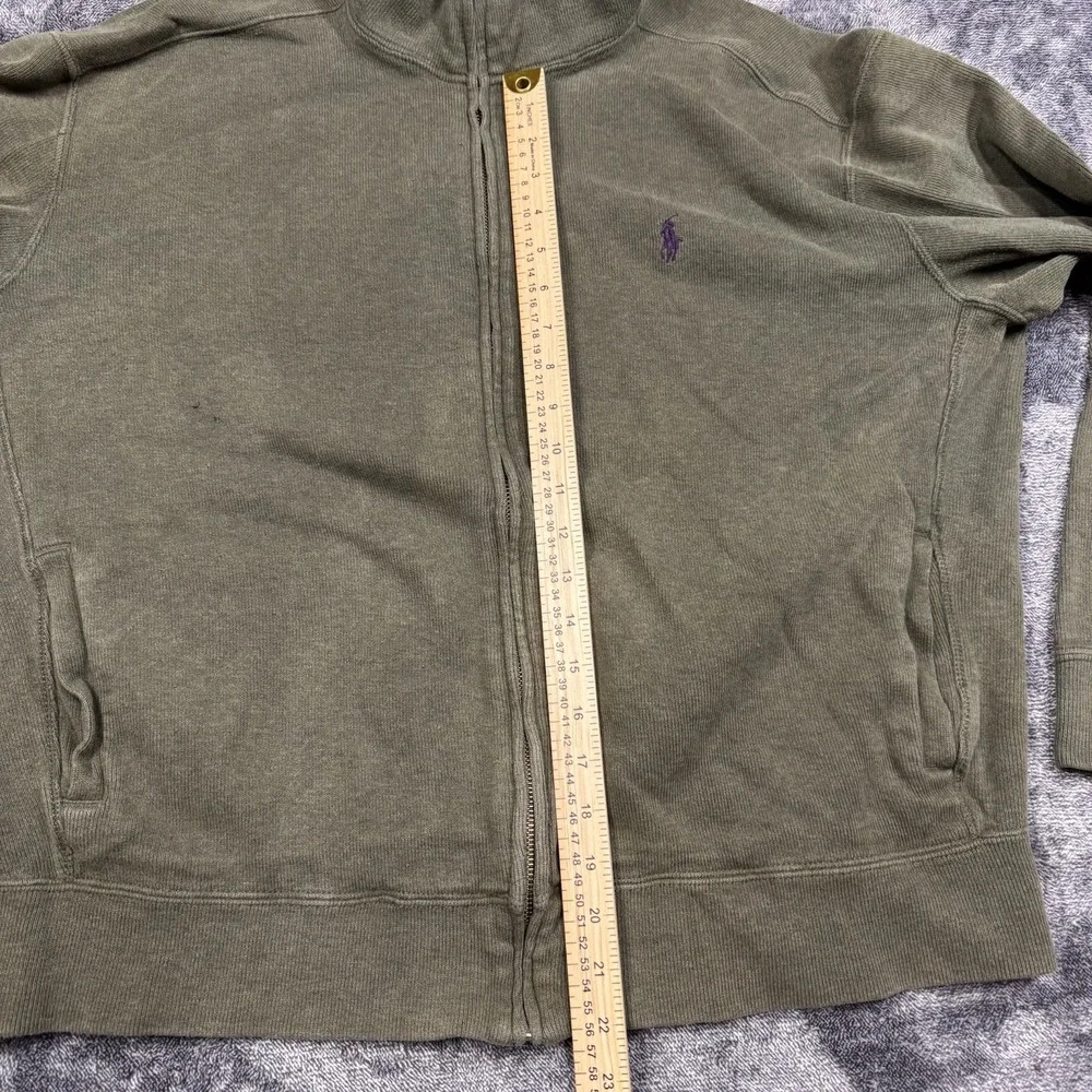 Polo Ralph Lauren Full Zip Mock Neck Jacket Mens Large Olive Green Purple Horse